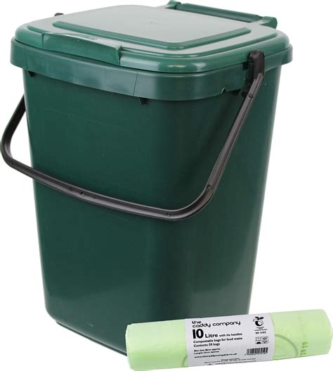 Large Green Kitchen Compost Caddy L X L Compostable Bags