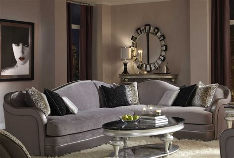 Aico Furniture Michael Amini Hollywood Swank Starry Night Silver Sectional Sofa | AIC0381223SILVR00