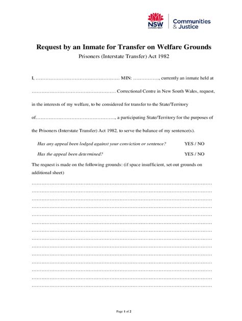 Fillable Online Interstate Transfer Application Form Welfare Grounds