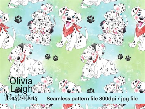 Cute 101 Dalmatians Puppy Dog Print Seamless Pattern Digital Etsy Uk