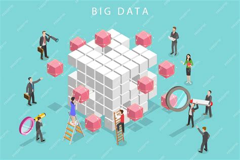 Concepto De Vector Plano Isométrico De Análisis De Big Data Investigación De Bases De Datos