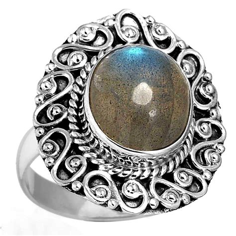 Natural Labradorite Gemstone Ring Solid Sterling Silver Handmade