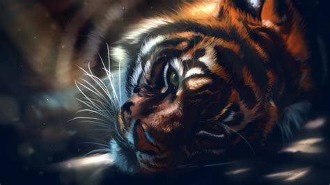 Tiger Lying Down Art, HD Animals, 4k Wallpapers, Images, Backgrounds, Photos and Pictures