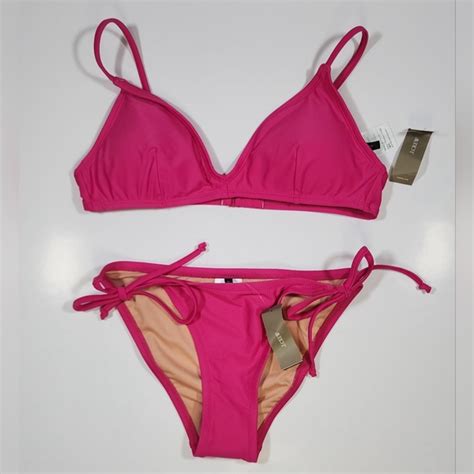 J Crew Swim Jcrew 2piece French Bikini Set Top Sz S Bottom Xs Pink Nwt Adjustable Poshmark
