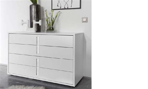 Commode Design Blanche Et Chromé Chambre Adulte Aliana