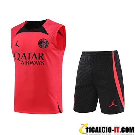 Numeri Kit Canotta Allenamento Pantaloncini PSG Jordan Rosso 2023 2024