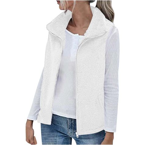 Zyekqe Women Fuzzy Fleece Vest Sleeveless Zip Up Sherpa Lined Jackets