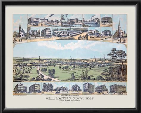 Willimantic CT 1882 | Vintage City Maps - Restored Bird's Eye Views