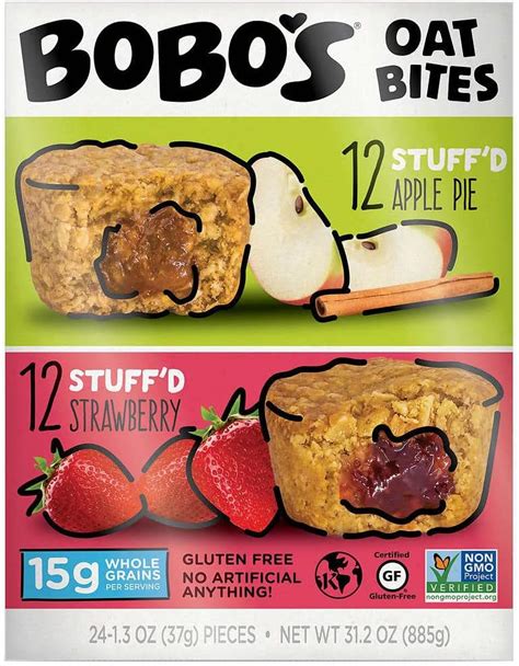 Bobos Gluten Free Oat Bites 12 Strawberry And 12 Apple Pie Flavour