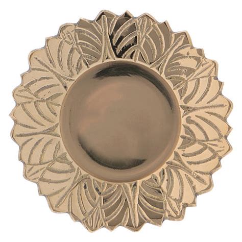 Candle Holder Plate In Gold Plated Brass With Leaves 4 Cm Online