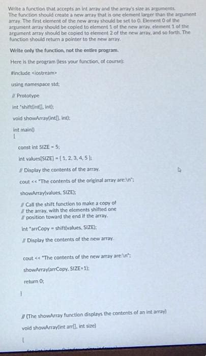 Solved Write A Function That Accepts An Int Array And The