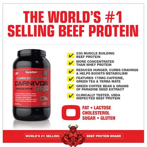 Musclemeds Carnivor Shred 100 Beef Protein Fat Burn 4lb Hulk Muscles