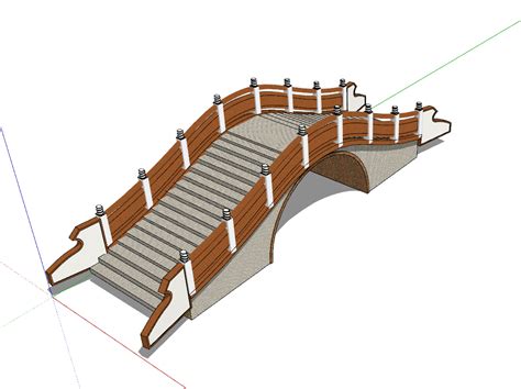 现代砖木结构的拱桥su模型景观建筑土木在线