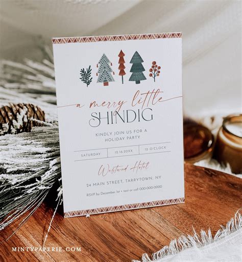 Bohemian Holiday Party Invitation, Printable Boho Christmas Party ...