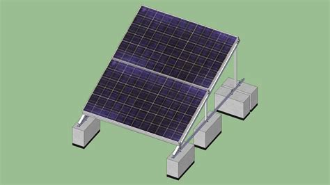 Solar Installation On Rooftop 2 Lying Panels For Flat Roof 3d Warehouse