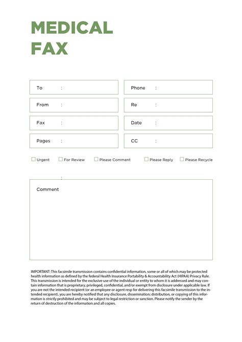 Printable Medical Fax Cover Sheet Template Prntbl