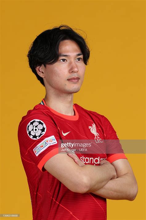 Takumi Minamino Of Liverpool Poses During The UEFA Champions League