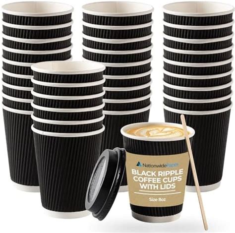 Zuvo 50 Pack Takeaway Coffee Cups With Lids Disposable Insulated