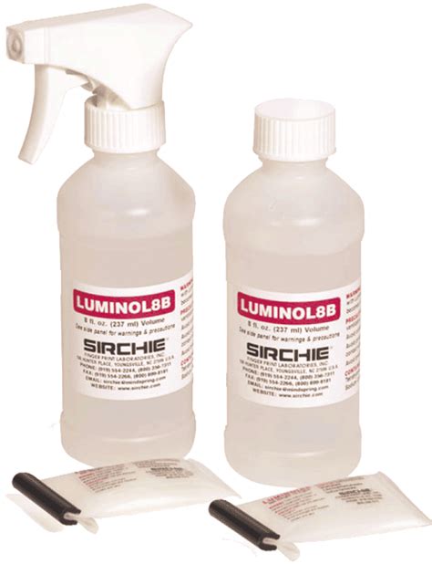 Luminol Blood Reagent w/ Spray Head, 8oz/2pk (LUMINOL8) – Forensi-Tech ...