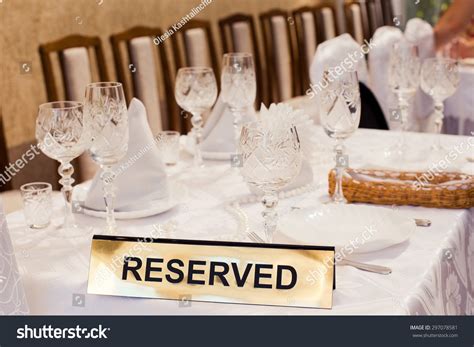 Reserved Sign On Table Fancy Restaurant Stock Photo 297078581