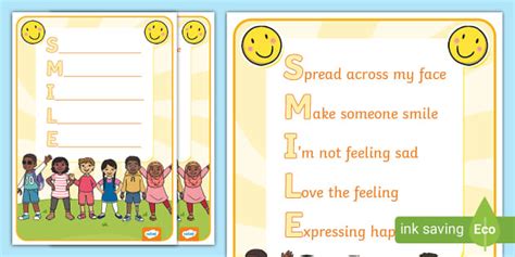 Smile Acrostic Poem Example Hecho Por Educadores Twinkl