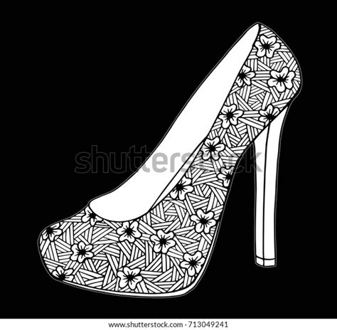 Hand Drawn Outline Ornamental High Heel Stock Vector Royalty Free