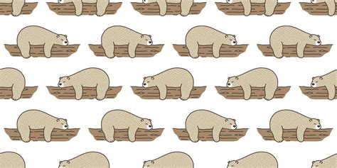 Bear seamless pattern vector Polar Bear sleep log doodle isolated ...