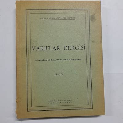 Vakiflar Derg S Sayi Vakiflar Genel M D Rl Basim Vakif