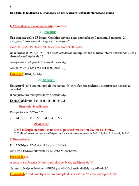 O Número 1 É Divisor De Qualquer Número Natural - Capítulo 1 - Múltiplos e Divisores de Um Número Natural - Número Primo ...