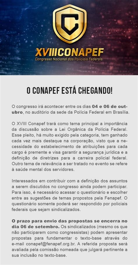 Conapef Prazo Para Envio De Propostas