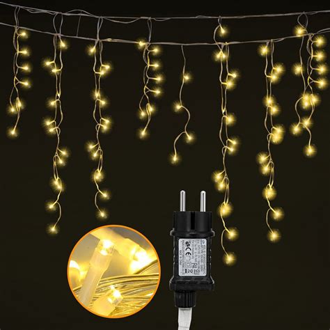 LED Pluie Verglaçante Guirlande 200 LEDs 10m blanc chaud Noël Cônes de