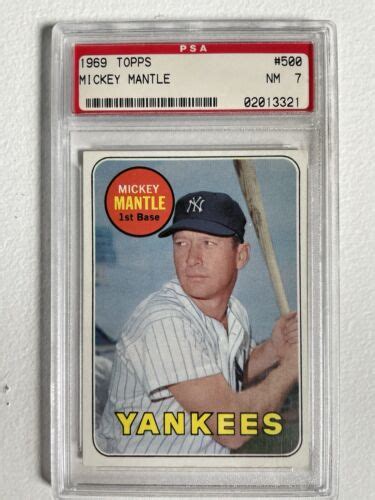 Topps Mickey Mantle Psa Nm Last Name In Yellow Yankees Ebay