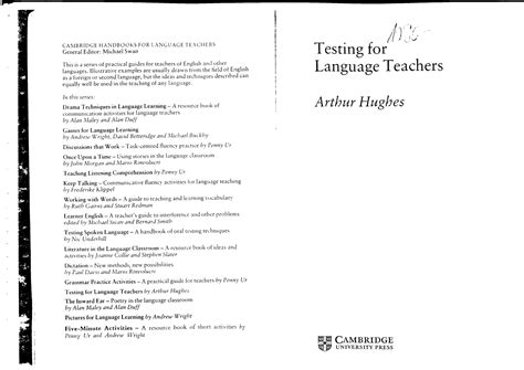 Testing For Language Teachers Author Hughes In Pdf Ppt