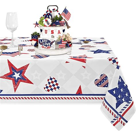 RooRuns 4th Of July Table Cloth America Flag Stars Patriotic