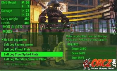 Fallout Left Leg Cruel Spiked Plate Orcz The Video Games Wiki