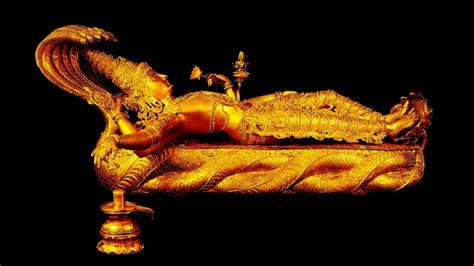 Gold Statue Of Lord Vishnu In Black Background HD Vishnu Wallpapers ...