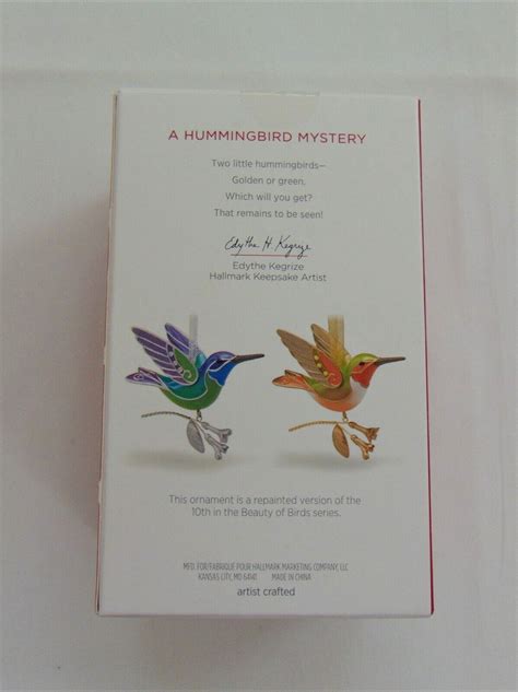 Nib Hallmark Keepsake Ornament Hummingbird Green Purple Blue Color