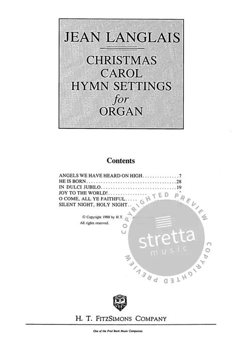 Christmas Carol Hymn Settings For Organ Von Jean Langlais Im Stretta