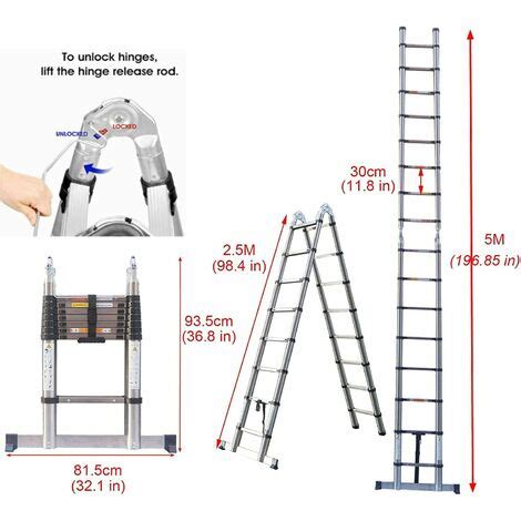 Telescopic Ladder 5M A Frame Stainless Steel Extension Extend Portable