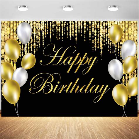 Amazon 9x6ft Happy Birthday Backdrop Black And Gold Balloons