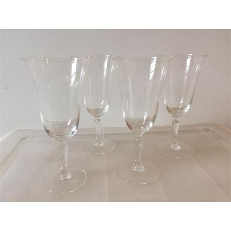 Vintage Etched Sherry Wine Glasses Set Of 4 Chairish