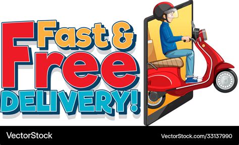 Fast And Free Delivery Logo With Bike Man Vector Image