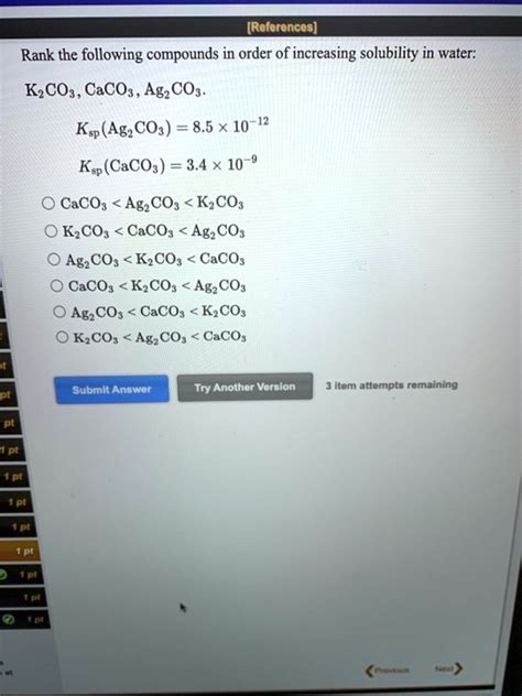 SOLVED References Rank The Following Compounds In Order Of