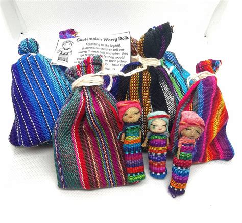 Worry Dolls 3 Dolls 1 Bag Guatemalan Large Doll Trouble Etsy