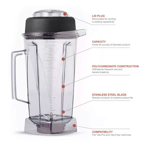 Vitamix Commercial 1195 64 Oz Container W Blade Assembly And Lid For Vita Pro And Vita Prep