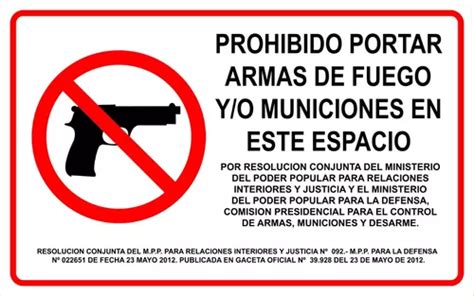 Aviso Prohibido El Porte De Armas 50cm X 80cm En Pvc MercadoLibre