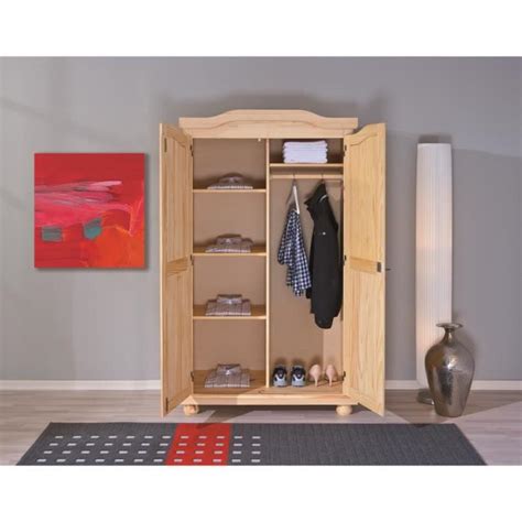 Armoire rustique à 2 portes en bois massif Achat Vente armoire de