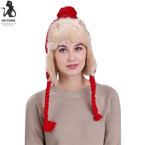 Buy Warm Women Winter Hat With Ear Flaps Snow Ski