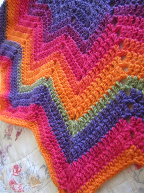 Point Star Baby Blanket Lap Throw Orange Purple Crochet Afghan