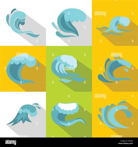 Wave Icons Set Flat Illustration Of 9 Wave Vector Icons For Web Stock